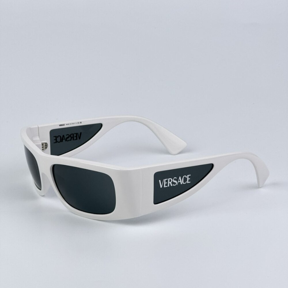 Versace VE4482 314/87 BRAND NEW Sunglasses White Dark Grey Rectangular Unisex